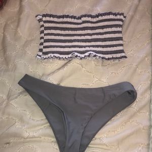 grey tube top bikini